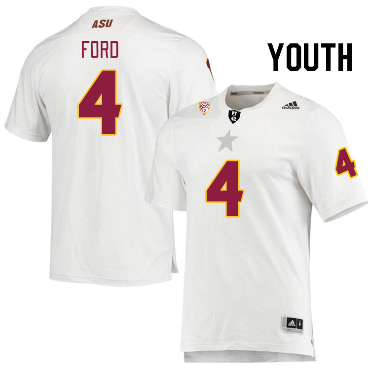 Youth #4 Demetries Ford Arizona State Sun Devils College Football Jerseys Stitched Sale-White - Click Image to Close